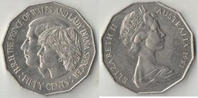 Австралия 50 центов 1981 год (свадьба принц Чарльз и леди Диана)