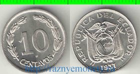 Эквадор 10 сентаво 1937 год (год-тип, нечастый тип и номинал)