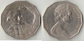 Австралия 50 центов 1970 год (Елизавета II) (200-летие путешествия Кука в Австралию)