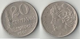 Бразилия 20 сентаво 1967 год (год-тип, тип I) (7,86 г.)
