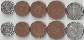 Босния и Герцеговина 5, 10, 20, 50 фенингов, 1 марка (1998-2008)