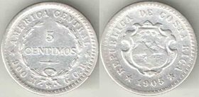 Коста-Рика 5 сентимо (1905-1914) (серебро) (нечастый тип)