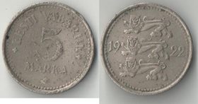 Эстония 5 марок 1922 год (медно-никель, год-тип)