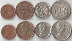 Австралия 1, 2, 5, 10 центов (1966-1984)