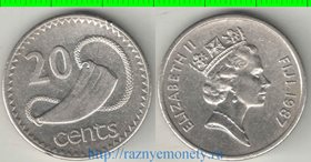 Фиджи 20 центов (1986-1987) (Елизавета II) (тип II, медно-никель)