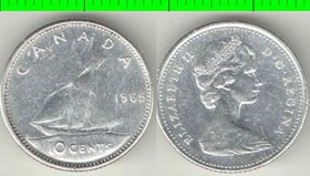 Канада 10 центов (1965-1966) (Елизавета II) (тип II) (серебро)