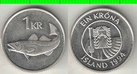 Исландия 1 крона (1989-2011) (тип VIII) (никель-сталь)