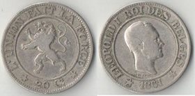 Бельгия 20 сантимов 1861 год (Belges) (Леопольд I)