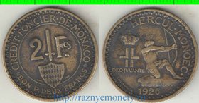 Монако 2 франка 1926 год (тип II, год-тип) (тираж 75.000)
