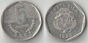 Коста-рика 5 колонов 1993 год (год-тип, тип III)