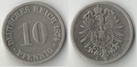 Германия (Империя) 10 пфеннигов 1874 год G (нечастая)