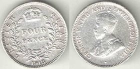 Гайана Британская 4 пенса 1918 год (тип 1917-1936) (Георг V) (серебро) (тип II)