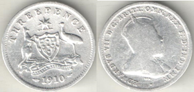 Австралия 3 пенса 1910 год (Эдвард VII) (серебро) (год-тип)