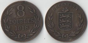 Гернси 8 дублей 1918 год (1914-1949) (тип III) (нечастый год)