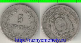 Эквадор 5 сентаво 1919 год (тип III, год-тип, нечастый тип)