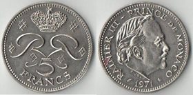 Монако 5 франков 1971 год (Ренье III)