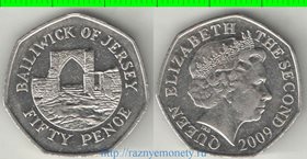 Джерси 50 пенсов (1998-2009) (Елизавета II) (тип III) (диаметр 27мм)