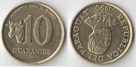 Парагвай 10 гуараниес 1990 год (тип I) (никель-бронза) (год-тип)