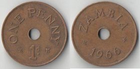 Замбия 1 пенни 1966 год (редкий тип)
