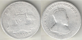 Австралия 6 пенсов 1910 год (Эдвард VII) (серебро) (год-тип)