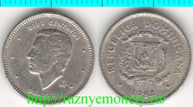 Доминиканская республика 10 сентаво 1984 год (тип 1984-1987, монограмма)