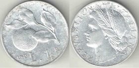 Италия 1 лира (1948-1950) (большая) (нечастый тип и номинал)