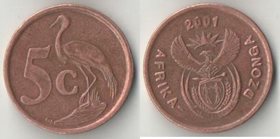 ЮАР 5 центов 2001 год Dzonga (тип I)