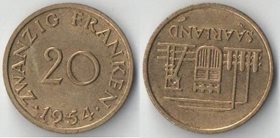 Германия (Саарленд) 20 франков 1954 год