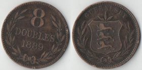 Гернси 8 дублей 1889 год (тип IIа)