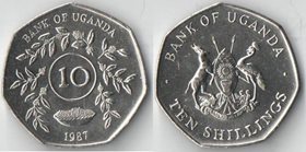 Уганда 10 шиллингов 1987 год