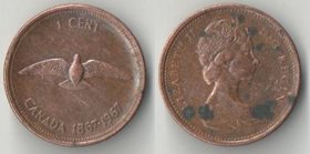 Канада 1 цент 1967 год (100-летие Конфедерации Канады) (Елизавета II) (пятна)