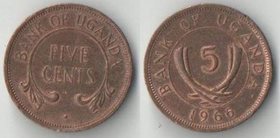 Уганда 5 центов 1966 год (тип I, бронза)