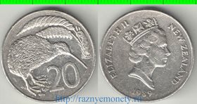 Новая Зеландия 20 центов (1986-1989) (Елизавета II) (тип III, нечастый тип и номинал)