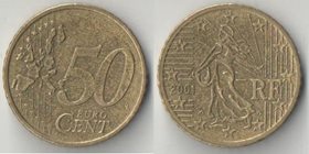 Франция 50 евроцентов 2001 год