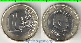 Монако 1 евро 2014 год (тип II) (биметалл) (Альберт II)