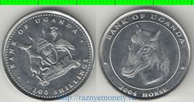 Уганда 100 шиллингов 2004 год (лошадь)