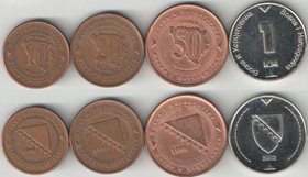 Босния и Герцеговина 10, 20, 50 фенингов, 1 марка (1998, 2002)