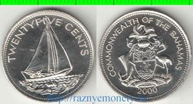 Багамы (Багамские острова) 25 центов (1991-2000) (тип II) (медно-никель)