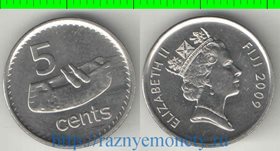 Фиджи 5 центов (2009-2010) (Елизавета II) (тип IV, никель-сталь) (гурт гладкий)