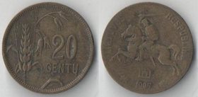 Литва 20 центов 1925 год