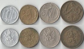 Чехословакия 10, 20, 50 геллеров, 1 крона (1961-1990)