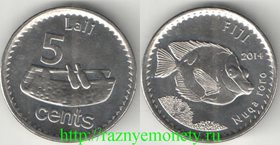 Фиджи 5 центов 2014 год (рыба)