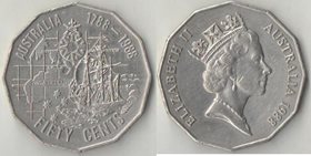 Австралия 50 центов 1988 год (Елизавета II) (первый флот)