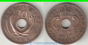 Восточная Африка 10 центов 1956 год (Елизавета II) (год-тип, нечастый тип и номинал)