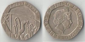 Великобритания 20 пенсов (2008-2010) (Елизавета II) (нечастый тип)