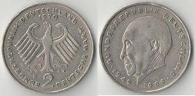 Германия (ФРГ) 2 марки (1970-1985) А, D, F, G, J (Конрад Аденауэр)