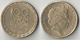 Австралия 1 доллар 2014 год (Елизавета II) (ANZAC) (редкий тип)