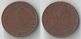 Германия (ФРГ) 1 пфенниг (1950-2001) А, D, F, G, J (тип II)