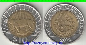 Уругвай 10 песо (2011-2014) (биметалл)