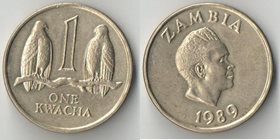 Замбия 1 квача 1989 год (гурд Банк Замбия) (год-тип, нечастый тип)